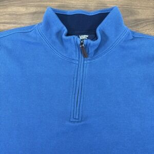 Lands End Mens‎ Blue 1/4 Zip Mock Neck Long Sleeve Sweater Size XXL